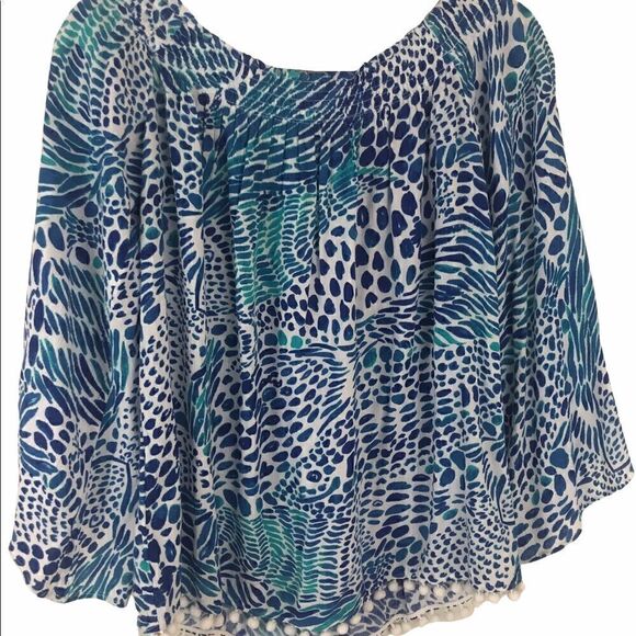 Bright Lilly Pulitzer Off the Shoulder Blouse Med - Picture 6 of 7